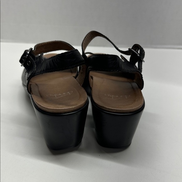 Dansko Joanie Platform Sandals Shoes Open Toe Buckle Leather Black Size 40 US 10 - Picture 6 of 12